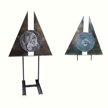 Escultura titulada "Le couple alchimique" por Martine Magritte, Obra de arte original, Piedra