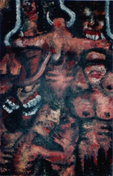Peinture intitulée "la foule 2" par Damien Maguerre, Œuvre d'art originale