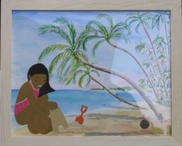 Peinture intitulée "Le chateau de sable" par Maguie Mesguich, Œuvre d'art originale, Huile
