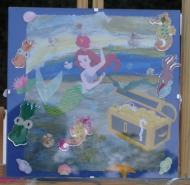 Peinture intitulée "La petite sirène" par Maguie Mesguich, Œuvre d'art originale, Huile