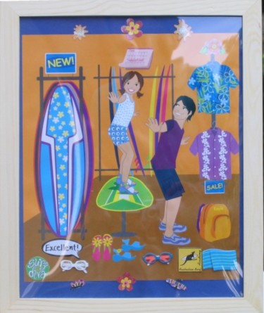 Peinture intitulée "Le magasin de surf" par Maguie Mesguich, Œuvre d'art originale, Huile