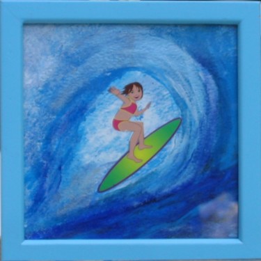 Peinture intitulée "Le surf 1" par Maguie Mesguich, Œuvre d'art originale, Huile