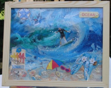 Peinture intitulée "Le surf 2" par Maguie Mesguich, Œuvre d'art originale, Huile