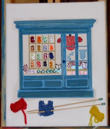 Peinture intitulée "le magasin de laines" par Maguie Mesguich, Œuvre d'art originale, Huile
