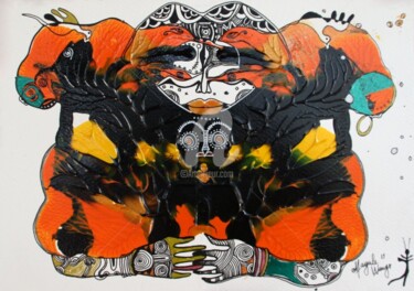 Dessin intitulée "Mama Africa" par Magule Wango, Œuvre d'art originale