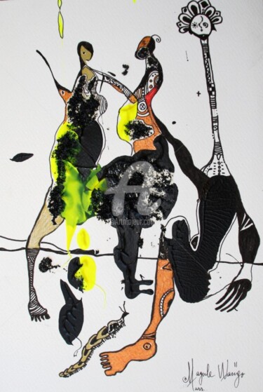 Dessin intitulée "De bouches à oreill…" par Magule Wango, Œuvre d'art originale