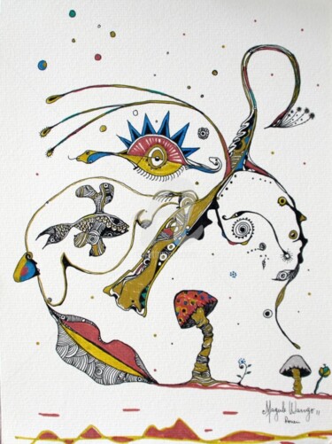 Dessin intitulée "Phoenix embrasse Pa…" par Magule Wango, Œuvre d'art originale