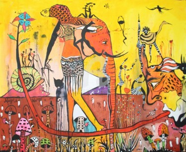 Peinture intitulée "Jardin Enchanté" par Magule Wango, Œuvre d'art originale