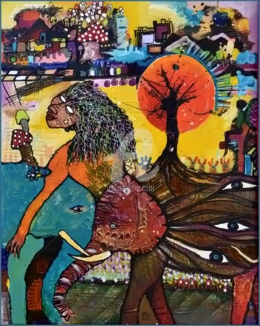 Peinture intitulée "mémoires" par Magule Wango, Œuvre d'art originale