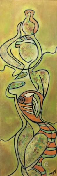 Malerei mit dem Titel "Africaine" von Maguy Vaz (50nuancesdemarguerite), Original-Kunstwerk, Acryl Auf Keilrahmen aus Holz m…