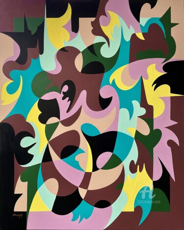 Malerei mit dem Titel "Etreinte ouverte" von Maguy Vaz (50nuancesdemarguerite), Original-Kunstwerk, Acryl Auf Keilrahmen aus…