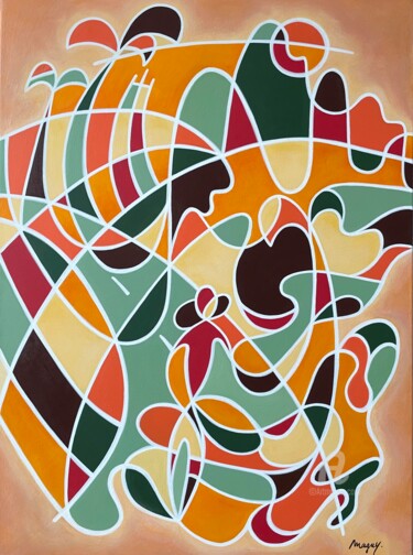 Painting titled "Ipanema" by Maguy Vaz (50nuancesdemarguerite), Original Artwork, Acrylic Mounted on Wood Stretcher frame