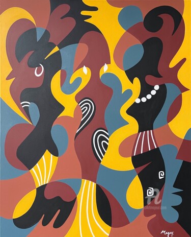 Malerei mit dem Titel "Demoiselles du Sahe…" von Maguy Vaz (50nuancesdemarguerite), Original-Kunstwerk, Acryl Auf Keilrahmen…