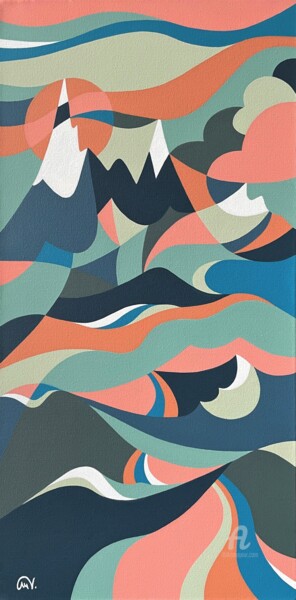 Malarstwo zatytułowany „Alpes II” autorstwa Maguy Vaz (50nuancesdemarguerite), Oryginalna praca, Akryl Zamontowany na Drewni…