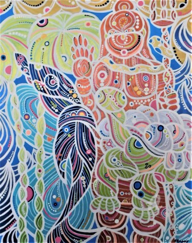 Malerei mit dem Titel "Mauritius" von Maguy Vaz (50nuancesdemarguerite), Original-Kunstwerk, Acryl Auf Keilrahmen aus Holz m…