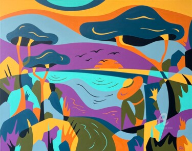 Pintura titulada "Creek III" por Maguy Vaz (50nuancesdemarguerite), Obra de arte original, Acrílico Montado en Bastidor de c…