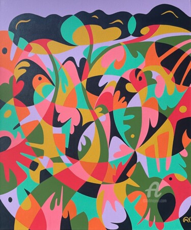 Peinture intitulée "Tropic II" par Maguy Vaz (50nuancesdemarguerite), Œuvre d'art originale, Acrylique Monté sur Châssis en…
