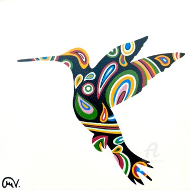 Malerei mit dem Titel "Colibri II" von Maguy Vaz (50nuancesdemarguerite), Original-Kunstwerk, Acryl Auf Keilrahmen aus Holz…