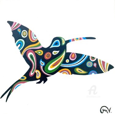 Malerei mit dem Titel "Colibri IV" von Maguy Vaz (50nuancesdemarguerite), Original-Kunstwerk, Acryl Auf Keilrahmen aus Holz…