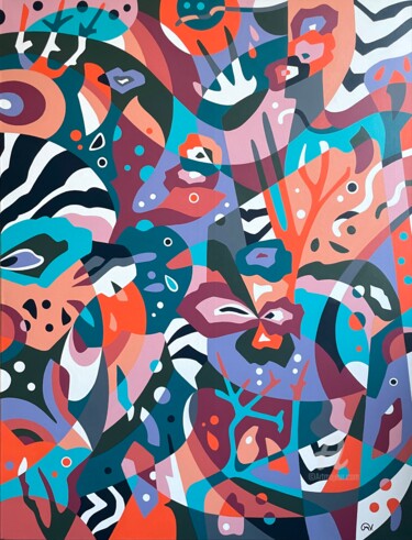 Malerei mit dem Titel "Coral garden I" von Maguy Vaz (50nuancesdemarguerite), Original-Kunstwerk, Acryl Auf Keilrahmen aus H…
