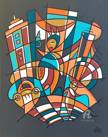 Картина под названием "NYC III" - Maguy Vaz (50nuancesdemarguerite), Подлинное произведение искусства, Акрил Установлен на Д…
