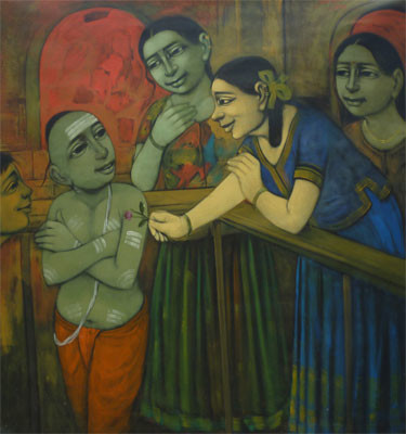 Painting titled "little love" by Mahadev, Original Artwork