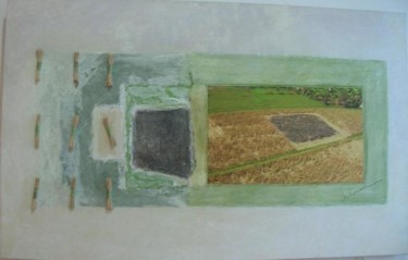 Painting titled "Harvested Field" by Hyder, Original Artwork, Oil