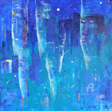 Картина под названием "Sentinelles..." - Mahé Ros, Подлинное произведение искусства, Акрил Установлен на Деревянная рама для…