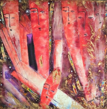 Pintura intitulada "Présences" por Mahé Ros, Obras de arte originais, Acrílico Montado em Armação em madeira