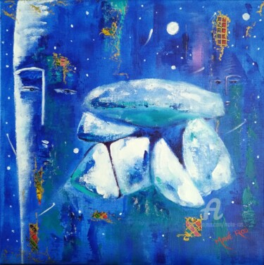 Painting titled "Dolmen" by Mahé Ros, Original Artwork, Acrylic Mounted on Wood Stretcher frame