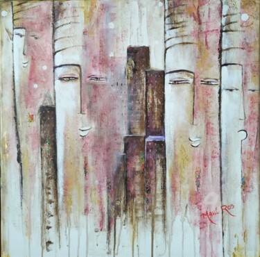 Картина под названием "Messagers - ToT3" - Mahé Ros, Подлинное произведение искусства, Акрил Установлен на Деревянная рама д…