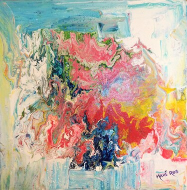Картина под названием "Abstraction multico…" - Mahé Ros, Подлинное произведение искусства, Акрил Установлен на Деревянная ра…