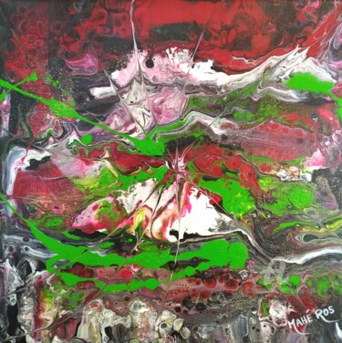 Painting titled "Volcanique" by Mahé Ros, Original Artwork, Acrylic Mounted on Wood Stretcher frame