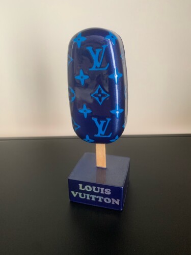 Sculpture titled "Ice Cream LV Blue" by Mahelle, Original Artwork, Resin