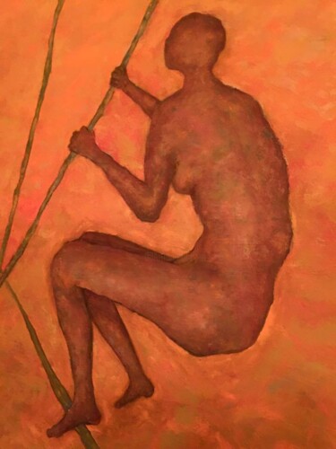 Schilderij getiteld "De touwen van hoop" door Maher Hasan, Origineel Kunstwerk, Olie
