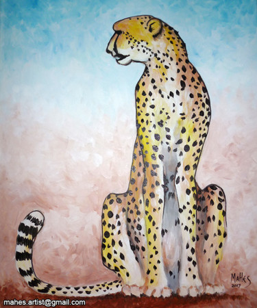 Painting titled "cheetah" by Mahes, Original Artwork, Acrylic