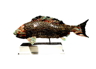 Skulptur mit dem Titel "A Bronzed Fish" von Mahesh Chathuranga Ekanayake, Original-Kunstwerk, Metalle