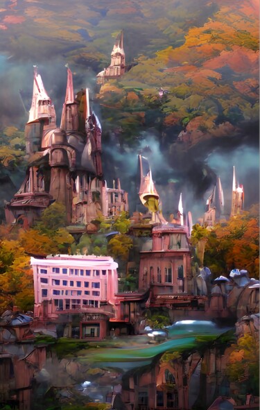 Digital Arts titled "Magic Academy in fa…" by Mahesh Tolani, Original Artwork, Digital Painting