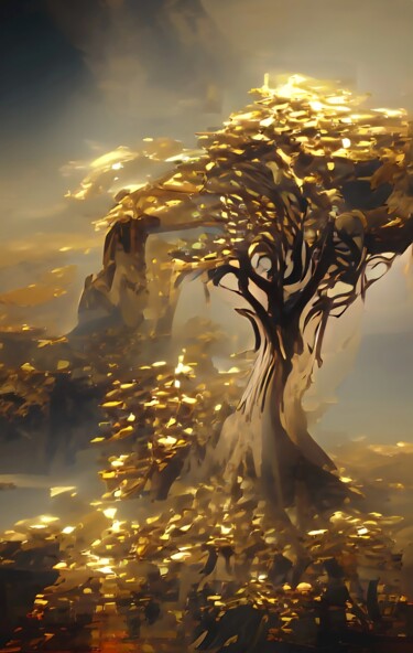 Arte digital titulada "THE GOLD TREE" por Mahesh Tolani, Obra de arte original, Modelado 3D