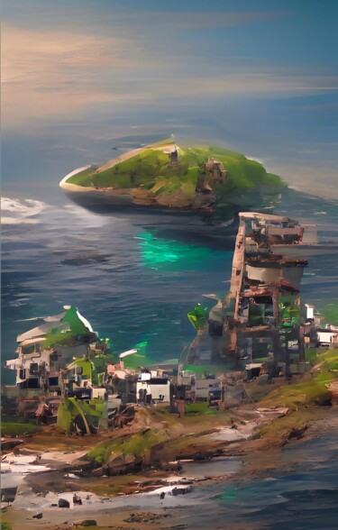 Arts numériques intitulée "GREEN ISLAND" par Mahesh Tolani, Œuvre d'art originale, Modélisation 3D