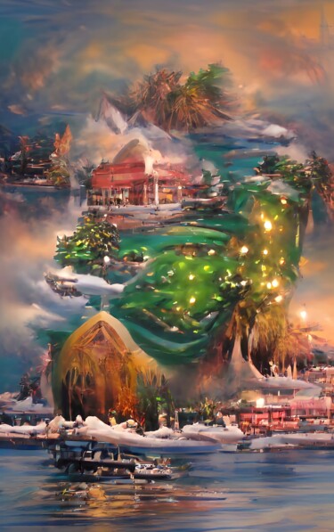Arte digitale intitolato "GREEN ISLAND 2" da Mahesh Tolani, Opera d'arte originale, Modellazione 3D