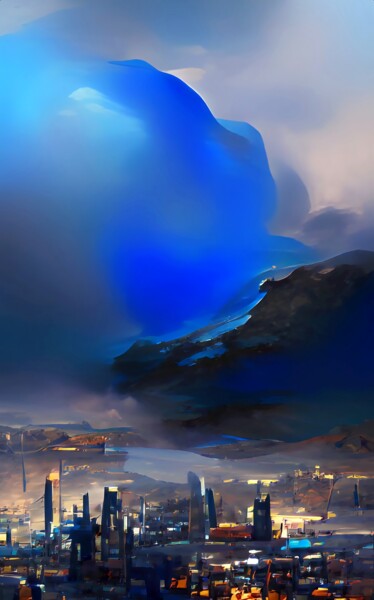 Digital Arts titled "BLUE FANTASY" by Mahesh Tolani, Original Artwork, Digital Painting