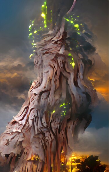 Arts numériques intitulée "LIGHTENING TREE" par Mahesh Tolani, Œuvre d'art originale, Peinture numérique