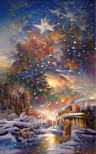 Digital Arts titled "STAR FALL FROM SKY" by Mahesh Tolani, Original Artwork, Digital Painting