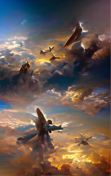 Digital Arts titled "ANGELS IN SKY" by Mahesh Tolani, Original Artwork, Digital Painting