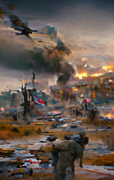 Digital Arts titled "WAR ZONE 2" by Mahesh Tolani, Original Artwork, Digital Painting
