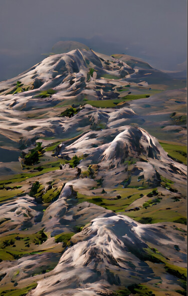 Digital Arts titled "WHITE MOUNTAINS" by Mahesh Tolani, Original Artwork, Digital Painting