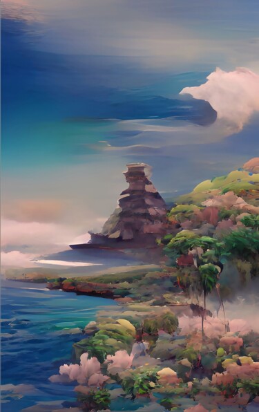 Digital Arts titled "LOVELY ISLAND" by Mahesh Tolani, Original Artwork, Digital Painting
