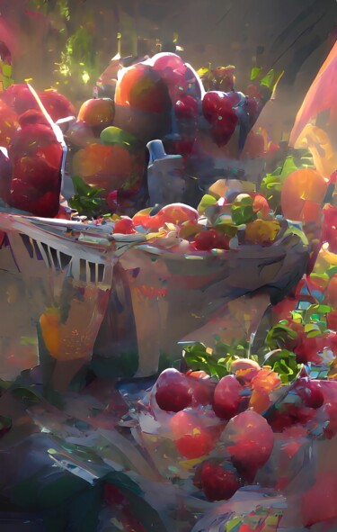 Digital Arts titled "fresh fruits 2" by Mahesh Tolani, Original Artwork, Digital Painting
