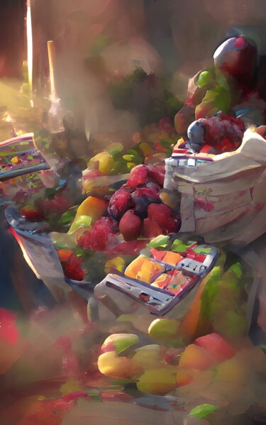 Arte digitale intitolato "fresh fruits 3" da Mahesh Tolani, Opera d'arte originale, Pittura digitale